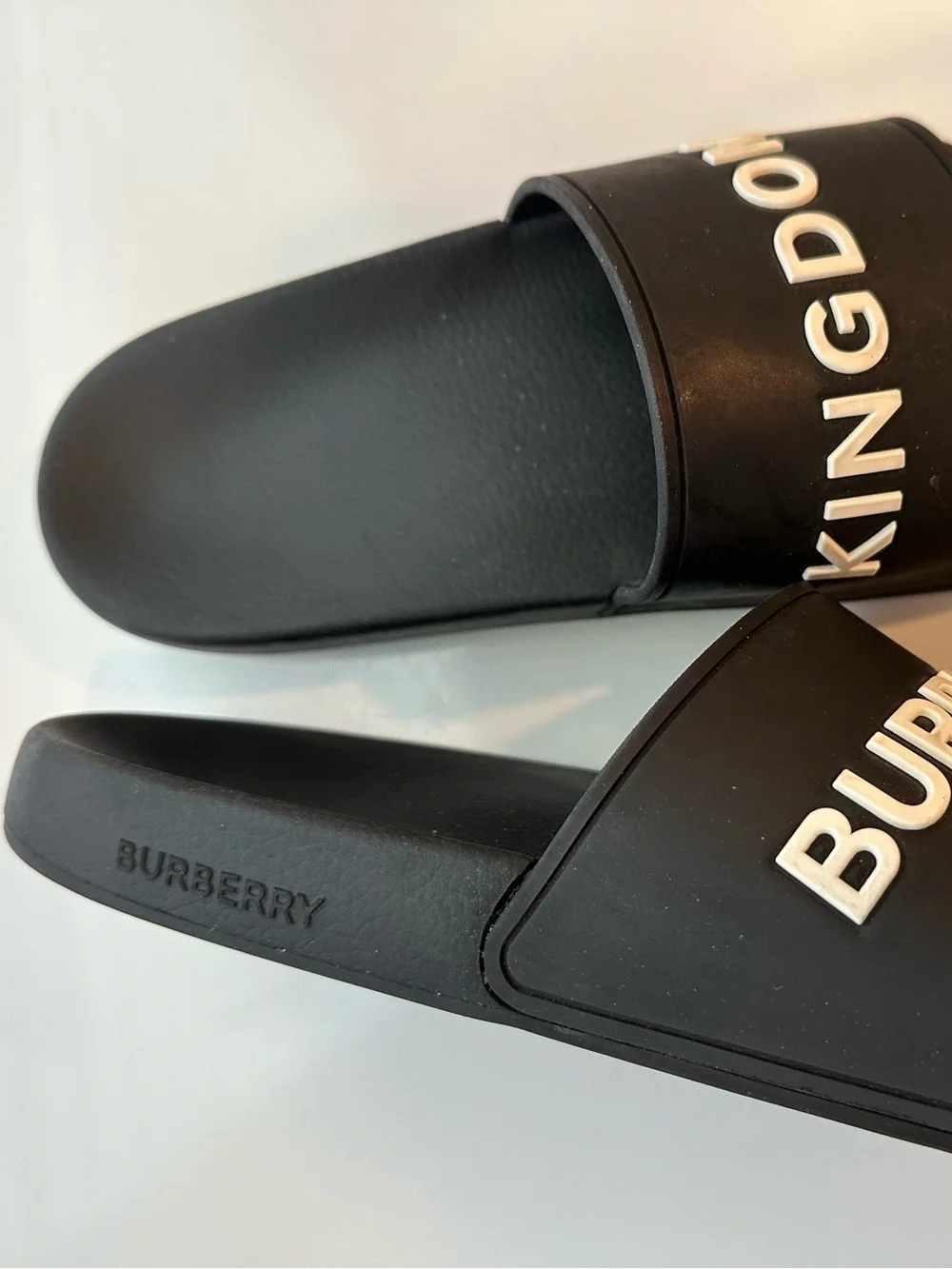 Burberry Black Slide Sandals with White Logo size 40 US 9 - Picture 2 of 5